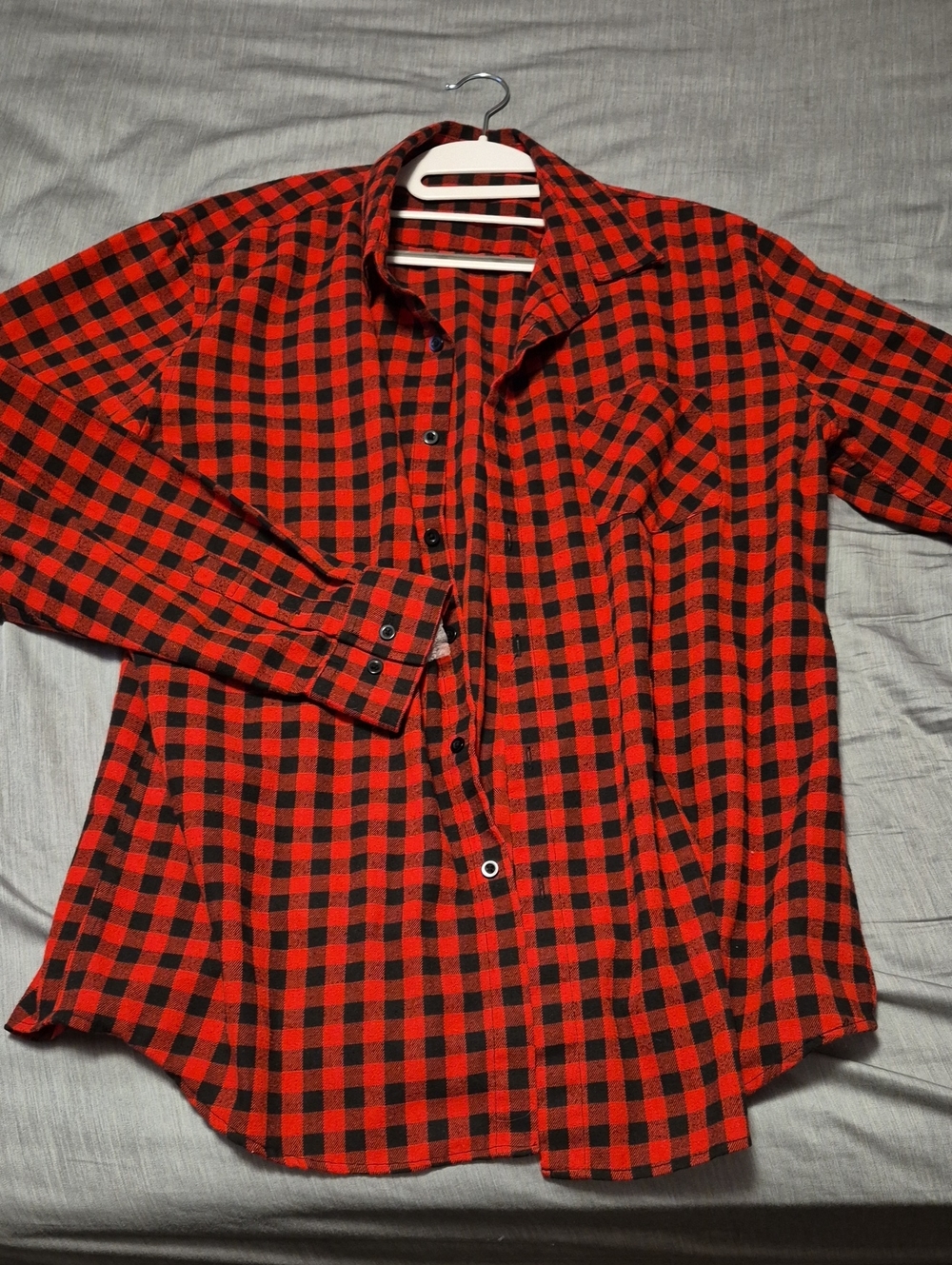Red and Black Check Casual Button-Down Shirt for Men